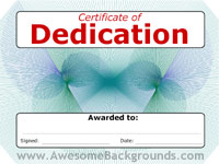 dedication certificate - powerpoint backgrounds